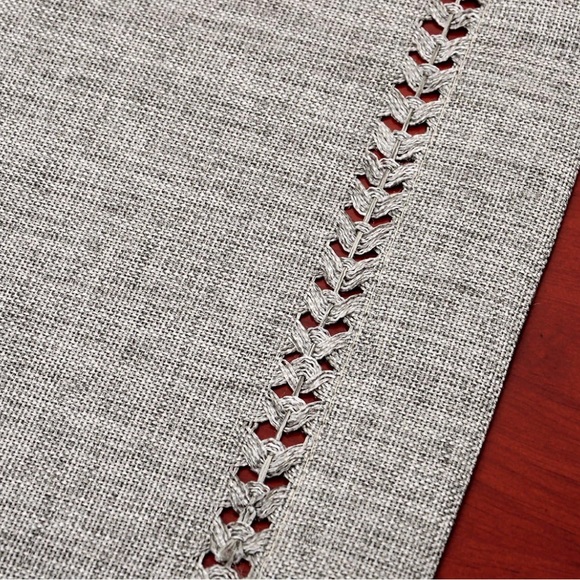 Set of 4 Decorative Handmade Hemstitch Gray Dining Table Placemats 12x18” - Picture 4 of 6